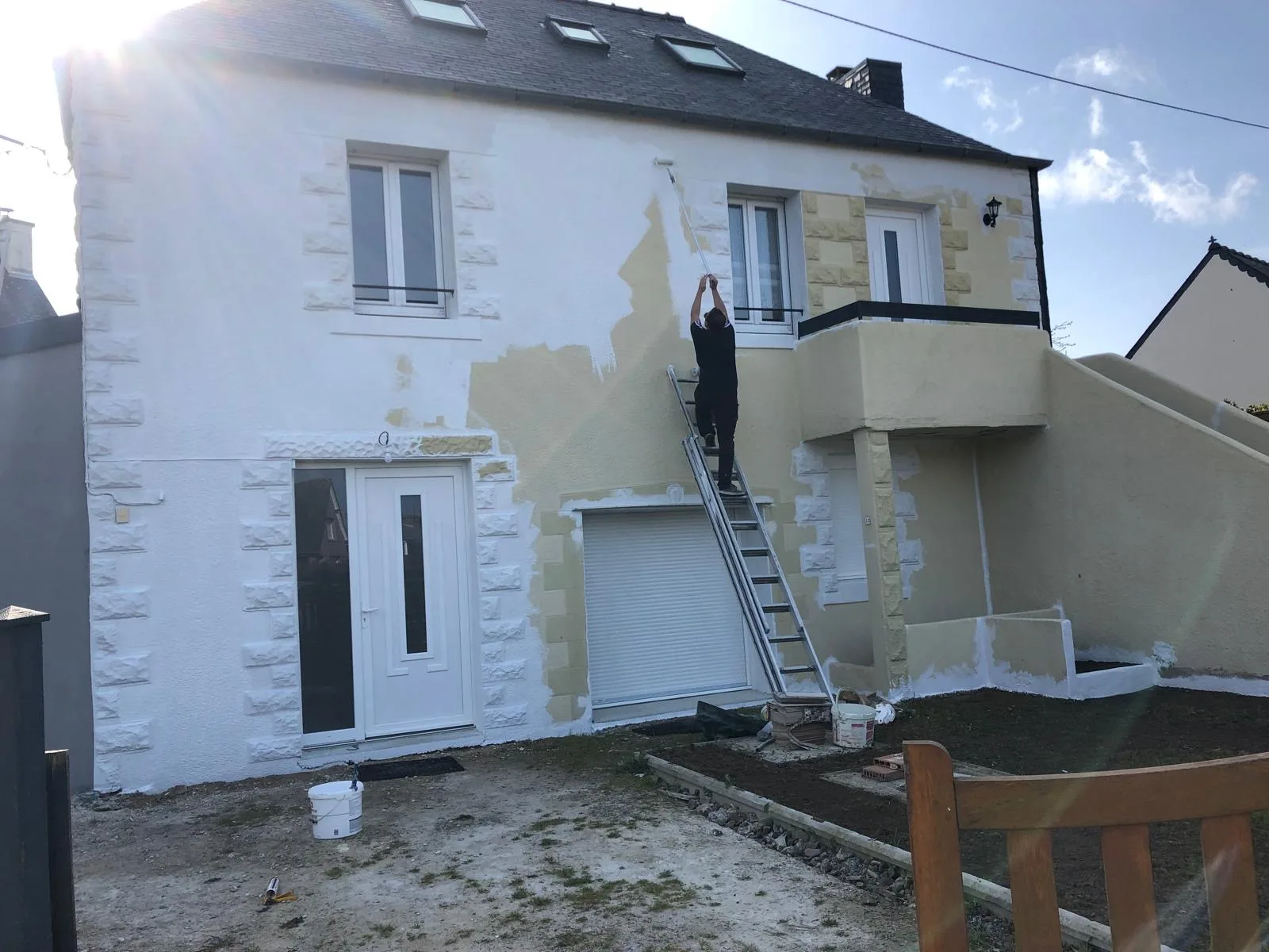 Façade en cours de travaux
